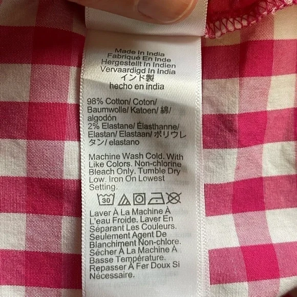 J. Crew women’s XS pink/white gingham sleeveless button up collared shirt - Picture 2 of 5